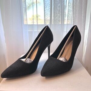 NWOT!  Black Denim Heels Size 9